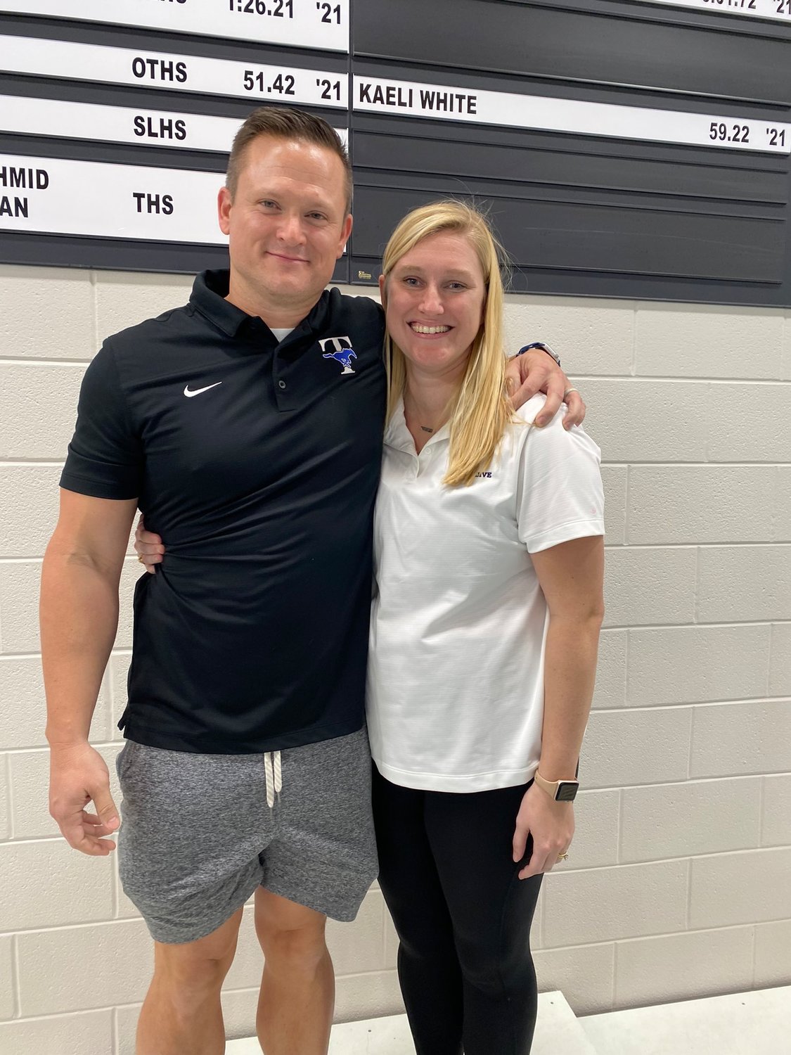 Taylor's Matt Apple and Tompkins Kate Sweeso were named the coaches of the meet at the District 19-6A swimming and diving meet